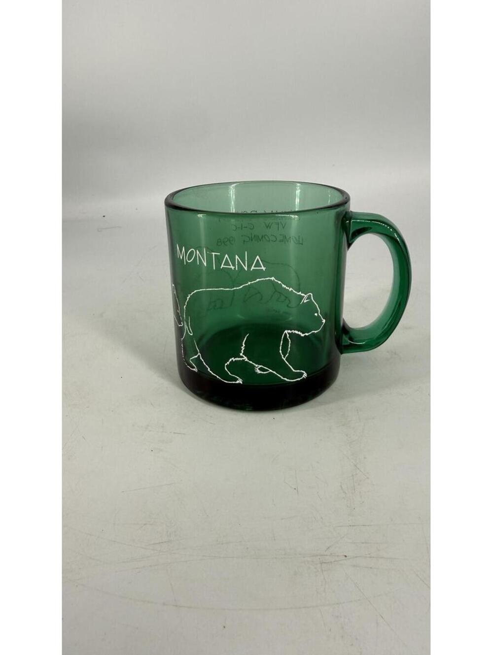 Vintage Green Glass Polar Bear Coffee Mug Thomas Pouliot VFW Homecoming 1998